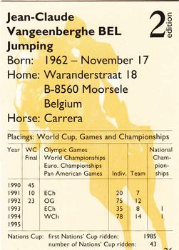 1995 Collect-A-Card Equestrian #26 Jean-Claude Vangeenberghe / Carrera Back